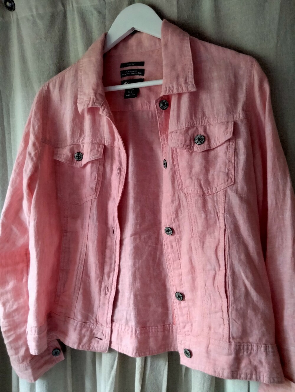 Light Pink Linen Jacket - Casual Women's Coat